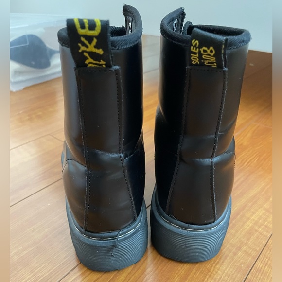 Black Combat Platform Lace Up Boots - Picture 4 of 4